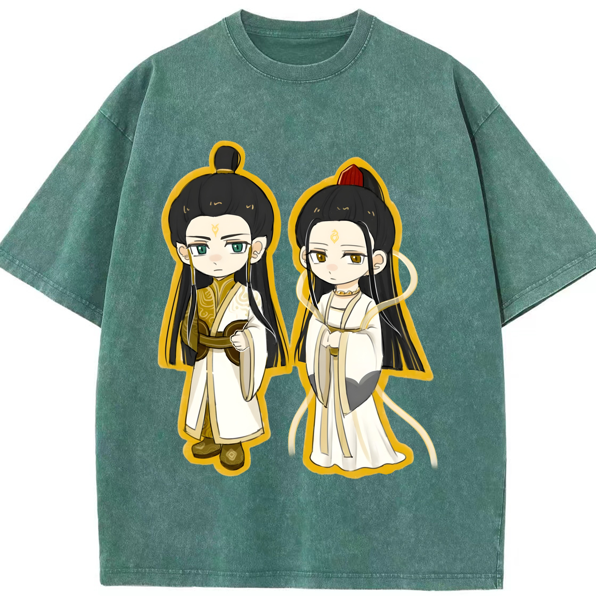 （画像用） Ne Zha 2 ナタ 魔童の大暴れ 綿100% ヴィンテージ風 半袖Tシャツ（フロントプリント）